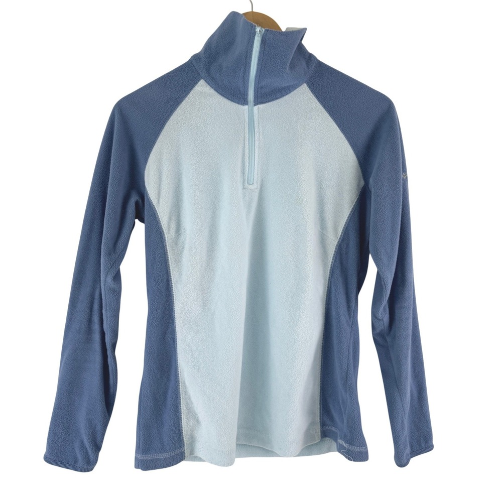 Columbia Womens Blue‎ Two Tone Quarter Zip Fleece Pullover Size M